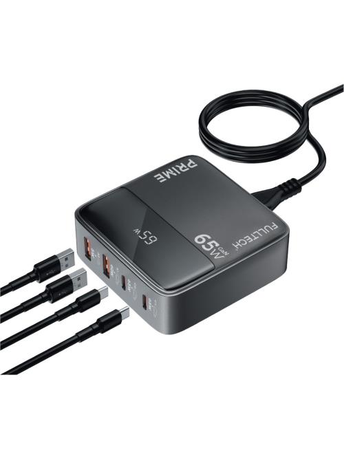 Fulltech 65W 4in1 Gan Masaüstü Hızlı Şarj Cihazı | 2 USB + 2 Type-C Pd Qc 3.0 LCD Ekranlı FC55 - Taşınabilir Bilgisayar Aksesuarları ürünleri tekmarshop.com'da